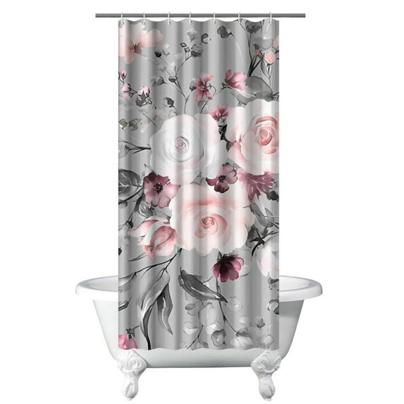 Waterproof Pioneer Shower Curtain 36x72 Inch Polyester Unique Colorful Floral Shower Curtain for Bathroom Hotel Home Decor with 7 Plastic Hooks