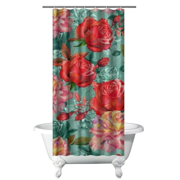 Waterproof Pioneer Shower Curtain 36x72 Inch Polyester Unique Colorful Floral Shower Curtain for Bathroom Hotel Home Decor with 7 Plastic Hooks