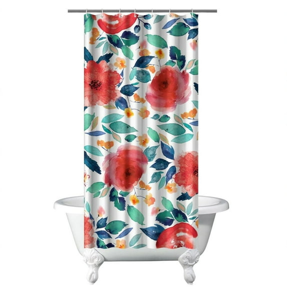 Waterproof Pioneer Shower Curtain 36x72 Inch Polyester Unique Colorful Floral Shower Curtain for Bathroom Hotel Home Decor with 7 Plastic Hooks