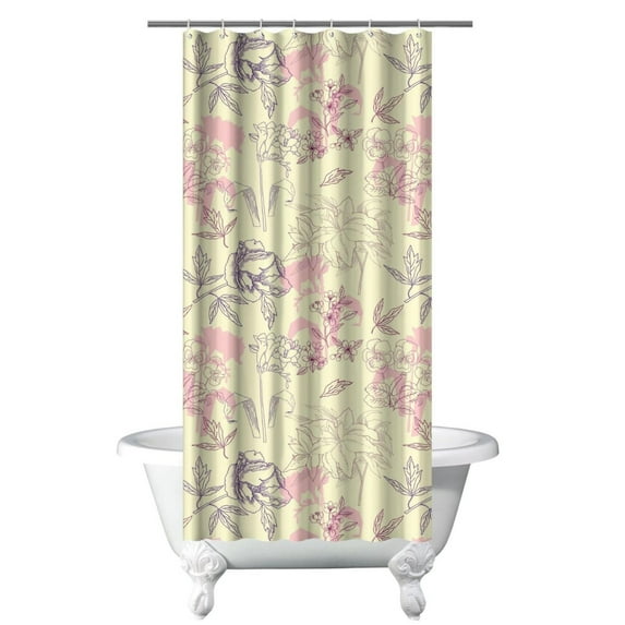 Waterproof Pioneer Shower Curtain 36x72 Inch Polyester Unique Colorful Floral Shower Curtain for Bathroom Hotel Home Decor with 7 Plastic Hooks