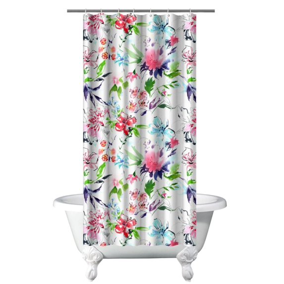Waterproof Pioneer Shower Curtain 36x72 Inch Polyester Unique Colorful Floral Shower Curtain for Bathroom Hotel Home Decor with 7 Plastic Hooks