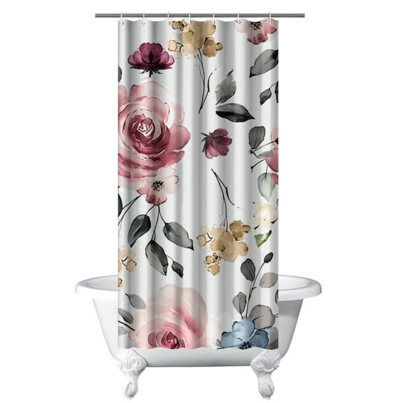 Waterproof Pioneer Shower Curtain 36x72 Inch Polyester Unique Colorful Floral Shower Curtain for Bathroom Hotel Home Decor with 7 Plastic Hooks
