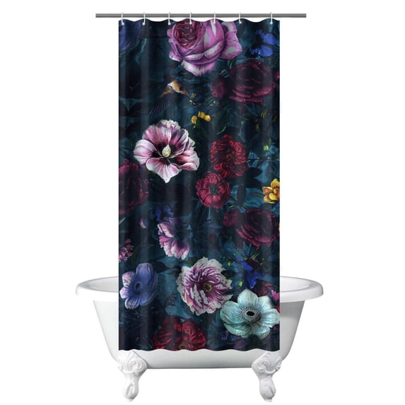 Waterproof Pioneer Shower Curtain 36x72 Inch Polyester Unique Colorful Floral Shower Curtain for Bathroom Hotel Home Decor with 7 Plastic Hooks