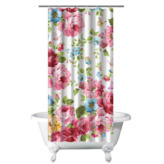 Waterproof Pioneer Shower Curtain 36x72 Inch Polyester Unique Colorful Floral Shower Curtain for Bathroom Hotel Home Decor with 7 Plastic Hooks