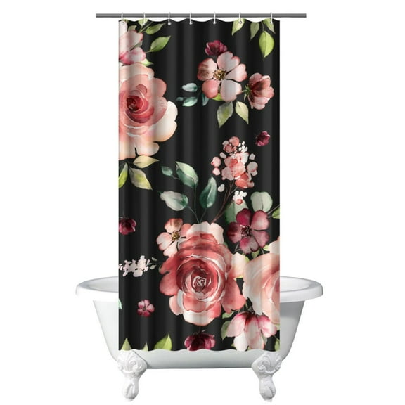 Waterproof Pioneer Shower Curtain 36x72 Inch Polyester Unique Colorful Floral Shower Curtain for Bathroom Hotel Home Decor with 7 Plastic Hooks
