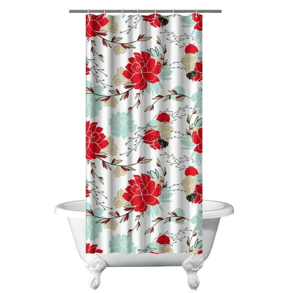 Waterproof Pioneer Shower Curtain 36x72 Inch Polyester Unique Colorful Floral Shower Curtain for Bathroom Hotel Home Decor with 7 Plastic Hooks