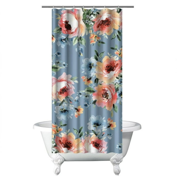 Waterproof Pioneer Shower Curtain 36x72 Inch Polyester Unique Colorful Floral Shower Curtain for Bathroom Hotel Home Decor with 7 Plastic Hooks