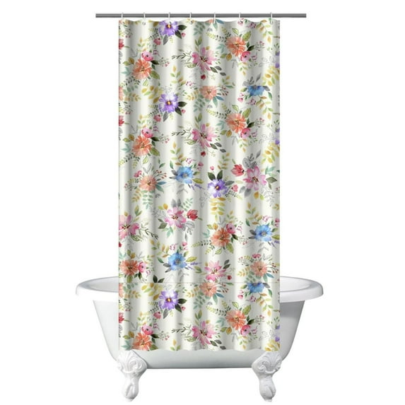 Waterproof Pioneer Shower Curtain 36x72 Inch Polyester Unique Colorful Floral Shower Curtain for Bathroom Hotel Home Decor with 7 Plastic Hooks