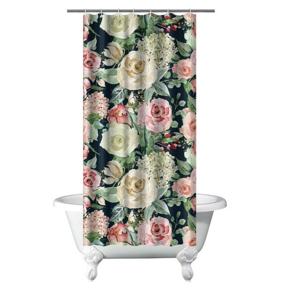 Waterproof Pioneer Shower Curtain 36x72 Inch Polyester Unique Colorful Floral Shower Curtain for Bathroom Hotel Home Decor with 7 Plastic Hooks