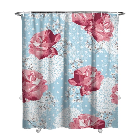 Waterproof Pioneer Shower Curtain 72x84 Inch Polyester Unique Cute Floral Shower Curtain for Bathroom Hotel Home Decor with 12 Plastic Hooks