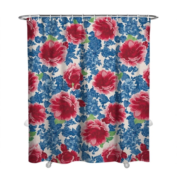 Waterproof Pioneer Shower Curtain 72x84 Inch Polyester Unique Cute Floral Shower Curtain for Bathroom Hotel Home Decor with 12 Plastic Hooks