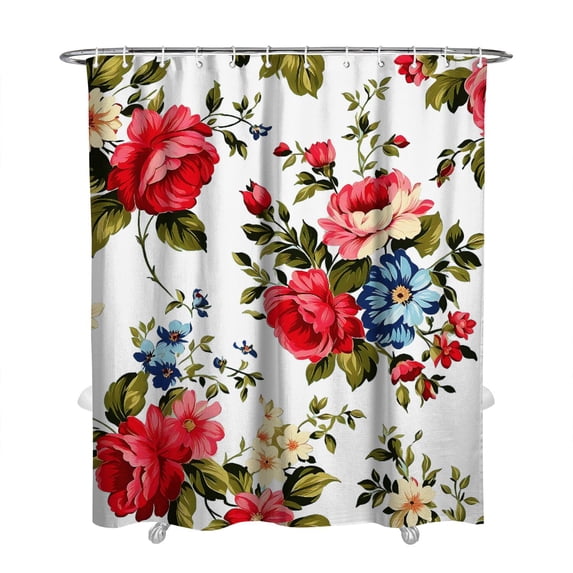 Waterproof Pioneer Shower Curtain 72x84 Inch Polyester Unique Cute Floral Shower Curtain for Bathroom Hotel Home Decor with 12 Plastic Hooks