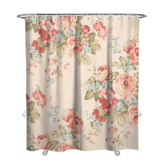 Waterproof Pioneer Shower Curtain 72x84 Inch Polyester Unique Cute Floral Shower Curtain for Bathroom Hotel Home Decor with 12 Plastic Hooks