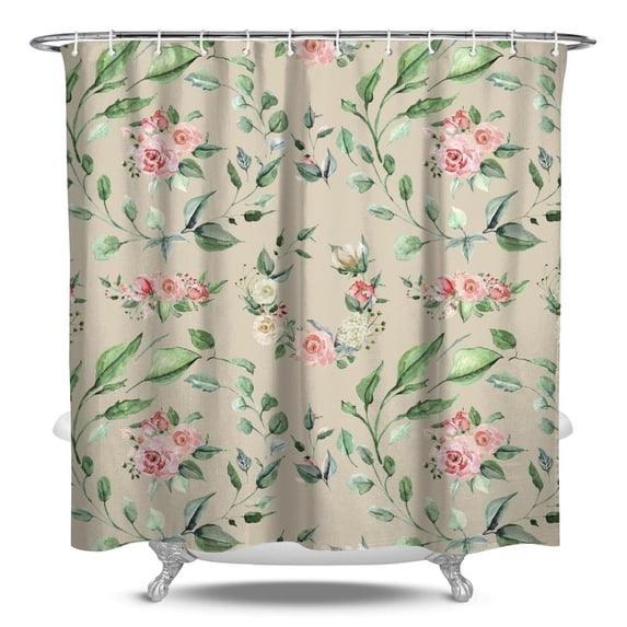 Waterproof Pioneer Shower Curtain 84x72 Inch Polyester Unique Colorful Floral Shower Curtain for Bathroom Hotel Home Decor with 12 Plastic Hooks