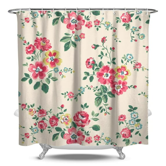 Waterproof Pioneer Shower Curtain 84x72 Inch Polyester Unique Colorful Floral Shower Curtain for Bathroom Hotel Home Decor with 12 Plastic Hooks