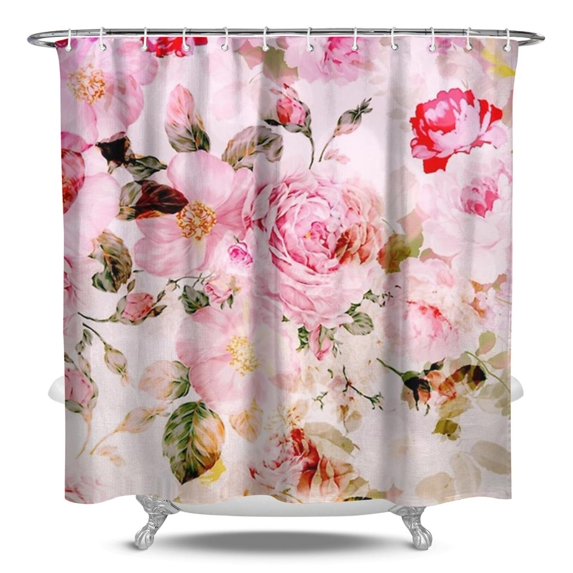 Waterproof Pioneer Shower Curtain 84x72 Inch Polyester Unique Colorful Floral Shower Curtain for Bathroom Hotel Home Decor with 12 Plastic Hooks