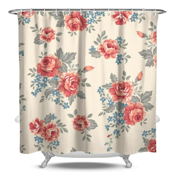 Waterproof Pioneer Shower Curtain 84x72 Inch Polyester Unique Colorful Floral Shower Curtain for Bathroom Hotel Home Decor with 12 Plastic Hooks