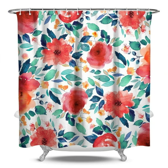 Waterproof Pioneer Shower Curtain 84x72 Inch Polyester Unique Colorful Floral Shower Curtain for Bathroom Hotel Home Decor with 12 Plastic Hooks