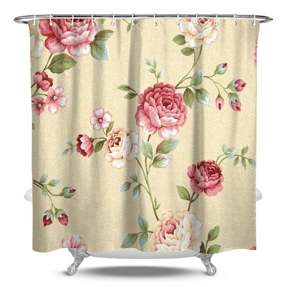 Waterproof Pioneer Shower Curtain 84x72 Inch Polyester Unique Colorful Floral Shower Curtain for Bathroom Hotel Home Decor with 12 Plastic Hooks