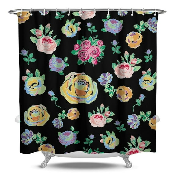 Waterproof Pioneer Shower Curtain 84x72 Inch Polyester Unique Colorful Floral Shower Curtain for Bathroom Hotel Home Decor with 12 Plastic Hooks