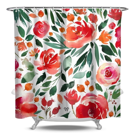 Waterproof Pioneer Shower Curtain 84x72 Inch Polyester Unique Colorful Floral Shower Curtain for Bathroom Hotel Home Decor with 12 Plastic Hooks