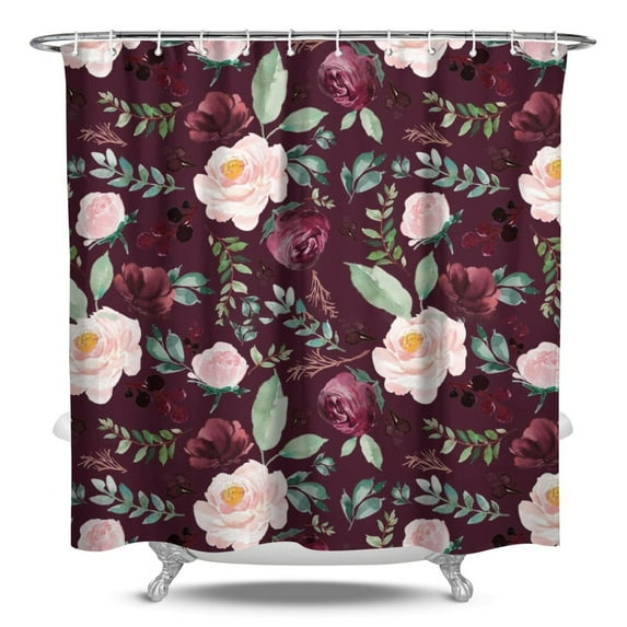 Waterproof Pioneer Shower Curtain 84x72 Inch Polyester Unique Colorful Floral Shower Curtain for Bathroom Hotel Home Decor with 12 Plastic Hooks