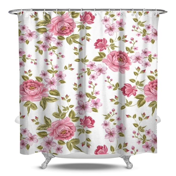 Waterproof Pioneer Shower Curtain 84x72 Inch Polyester Unique Colorful Floral Shower Curtain for Bathroom Hotel Home Decor with 12 Plastic Hooks