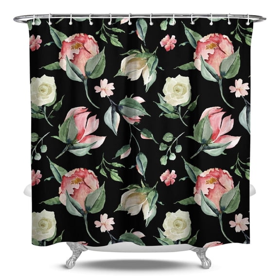 Waterproof Pioneer Shower Curtain 84x72 Inch Polyester Unique Colorful Floral Shower Curtain for Bathroom Hotel Home Decor with 12 Plastic Hooks
