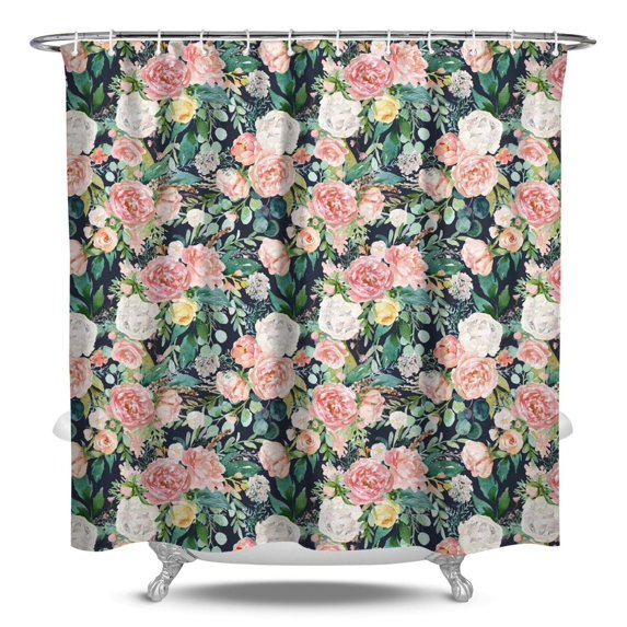Waterproof Pioneer Shower Curtain 84x72 Inch Polyester Unique Colorful Floral Shower Curtain for Bathroom Hotel Home Decor with 12 Plastic Hooks