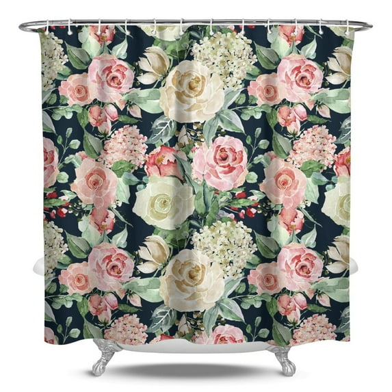 Waterproof Pioneer Shower Curtain 84x72 Inch Polyester Unique Colorful Floral Shower Curtain for Bathroom Hotel Home Decor with 12 Plastic Hooks