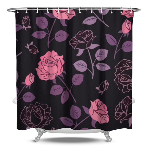 Waterproof Pioneer Shower Curtain 84x72 Inch Polyester Unique Colorful Floral Shower Curtain for Bathroom Hotel Home Decor with 12 Plastic Hooks