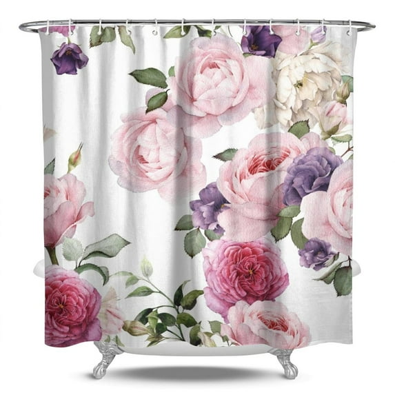 Waterproof Pioneer Shower Curtain 84x72 Inch Polyester Unique Colorful Floral Shower Curtain for Bathroom Hotel Home Decor with 12 Plastic Hooks