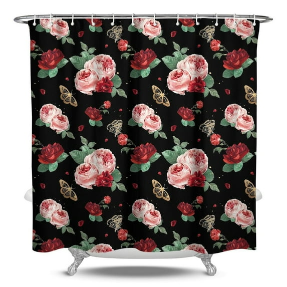 Waterproof Pioneer Shower Curtain 84x72 Inch Polyester Unique Colorful Floral Shower Curtain for Bathroom Hotel Home Decor with 12 Plastic Hooks