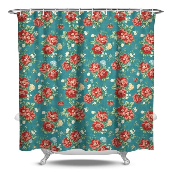 Waterproof Pioneer Shower Curtain 84x72 Inch Polyester Unique Colorful Floral Shower Curtain for Bathroom Hotel Home Decor with 12 Plastic Hooks