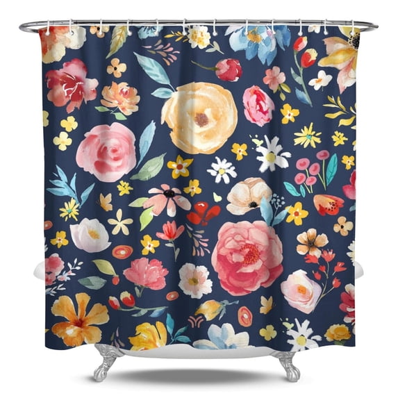 Waterproof Pioneer Shower Curtain 84x72 Inch Polyester Unique Colorful Floral Shower Curtain for Bathroom Hotel Home Decor with 12 Plastic Hooks