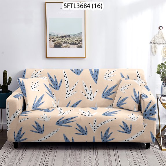 Waterproof Plant Print 1/2/3/4 Seat Cushion Sofa Seat Cover Dustproof Tight Wrap Protector Jacquard Plush Fiber Living Room