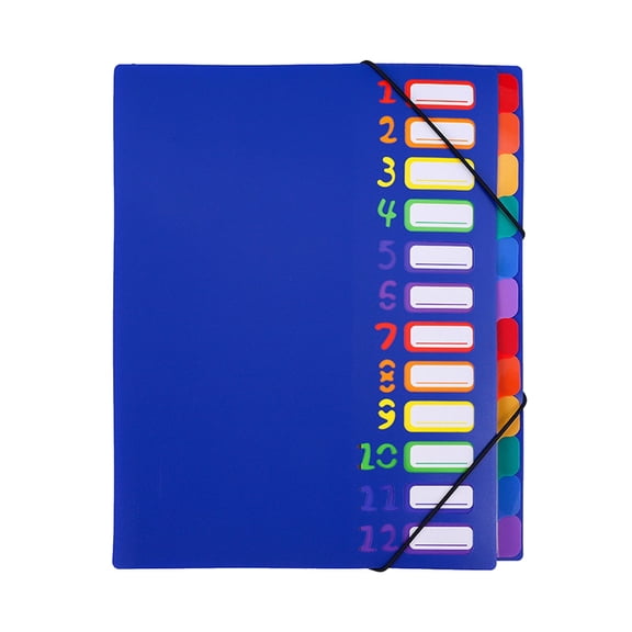 Waterproof Plastic A4 File Organiser Expandable Document Folder 12-pocket Colorful Sections Elastic Band Office School