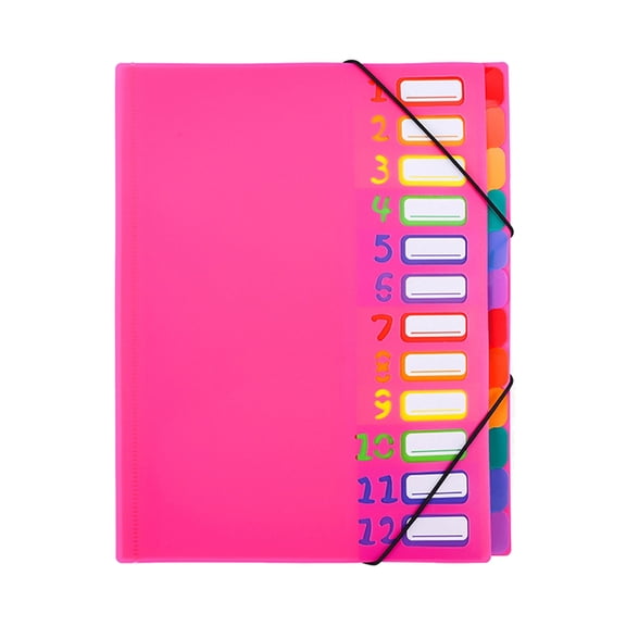 Waterproof Plastic A4 File Organiser Expandable Document Folder 12-pocket Colorful Sections Elastic Band Office School