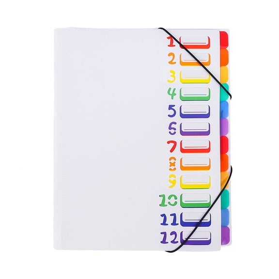 Waterproof Plastic A4 File Organiser Expandable Document Folder 12-pocket Colorful Sections Elastic Band Office School