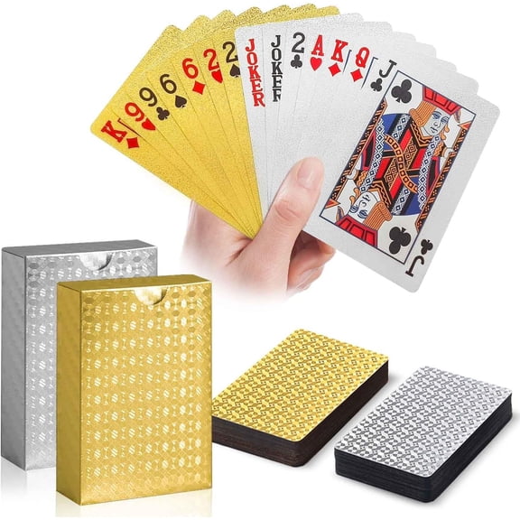 Waterproof Plastic Playing Cards 2 Pack, Red and Black Poker Cards, Washable & Durable Poker Cards for Tarot, UNO, Blackjack, Canasta Card Games, Perfect for Pool Games, Beach, Camping Games