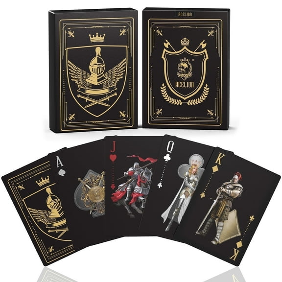 Waterproof Playing Cards,Plastic Playing Cards,Deck of Cards ,Game and Party Poker Cards (Knight Gold)