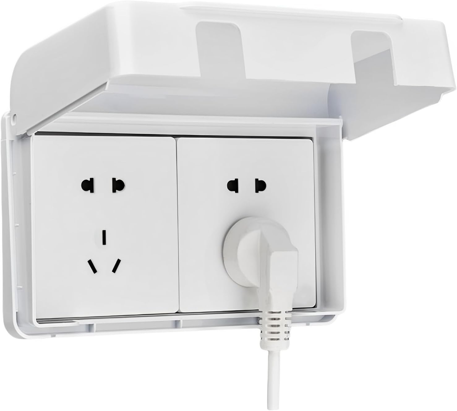 Waterproof Plug Covers UK DoublePosition Socket Protector (White