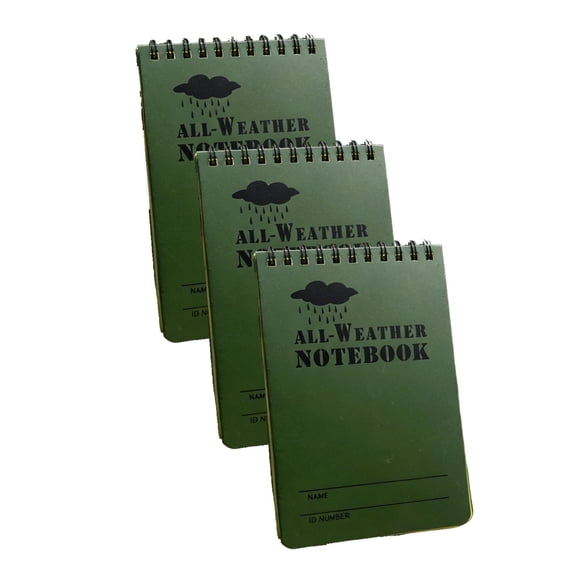 Waterproof Pocket Notepad for Camping Hiking PVC Cover All-Weather Tear-Resistant Paper 1-Pack Green 5.12x3.15 Inches