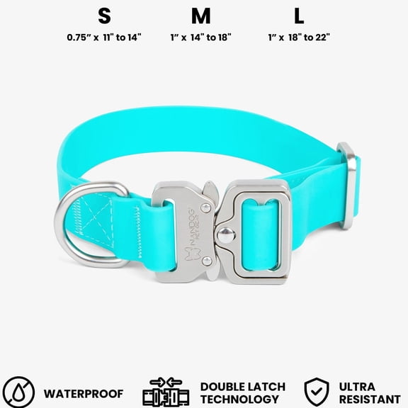 Waterproof Poly-Flex Sport Dog Collar - Aqua Blue (SMALL)