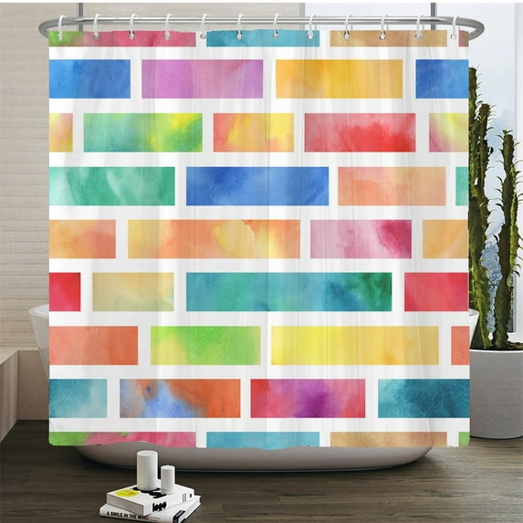 Waterproof Polyester Colorful Shower Curtain Modern Color Print for Bathroom Curtain Long 180*200cm Shower Curtains Cortina