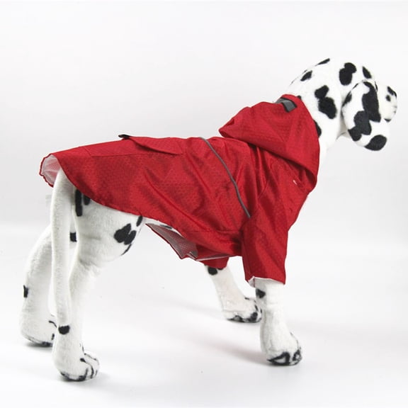 Waterproof Polyester Hooded Pet Rain Jacket with Reflective Strips & Leash Hole for Small Dogs Cats