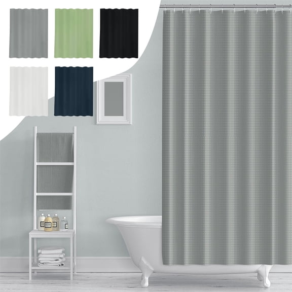 Waterproof Polyester Shower Curtain 72x60 inch Solid Color Polka Dot Design for Bathroom Wet Dry Separation Home Decor,White