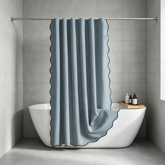 Waterproof Polyester Shower Curtain Large 70x78 Inch Mold Resistant Soft Foldable Hanging Bath Tub Curtain with Rustproof Grommets Home Hotel