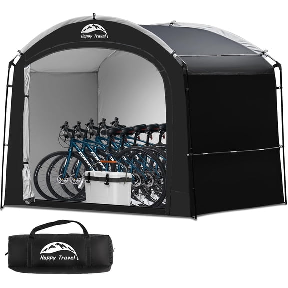Waterproof Portable Bike Storage Shed Tent for 2 to 5 Bikes, 86.5 In X 59 In X 73 In, Vertical Design with Extra Top Storage Space, Black Bestseling
