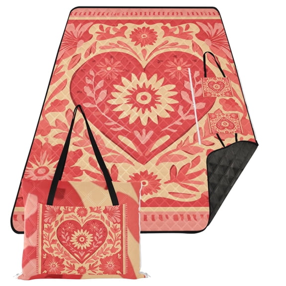 Waterproof Portable Outdoor Blanket For Camping Travel Beach Picnic Mat Folding Heart-shaped Square Sticker
